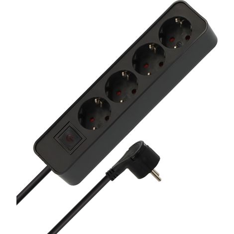 Multiprise 4 Prises Prise Multiple avec Interrupteur fiche Plate et câble de 1,4 m Noir (1/4)