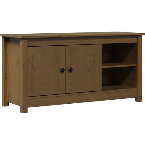 vidaXL Mueble de TV madera maciza de pino marrón miel 103x36,5x52 cm (1/2)