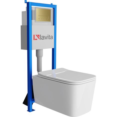 Bâti-support Lavita LAV 101 à 40 cm + WC Murya sans bord + plaque de commande LAV 200.3.5 d'orée  Kit complet WC (1/5)