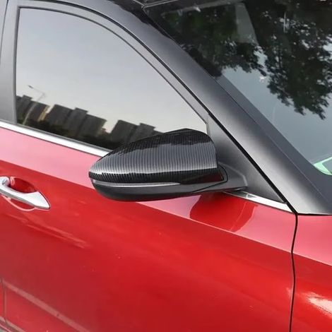 1 pair. Color: Carbon fiber. Material: ABS. Car rearview mirror decorative cover/protective cover sticker. (1/4)