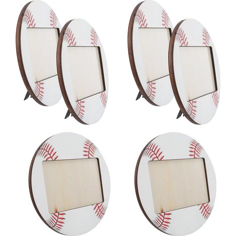 Cadres Photo Baseball en Bois de Peuplier 6 Pièces 10x15 Cm Cadre Photo Rustique Décoratif pour Fête Sportive Décoration de Table et Bureau Support Thème Sport
