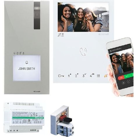 Kit vidéophone 2 fils avec moniteur intérieur Wi-Fi – Accès à distance via application – Vision nocturne – Platine extérieure en aluminium – Comelit Immotec (1/2)