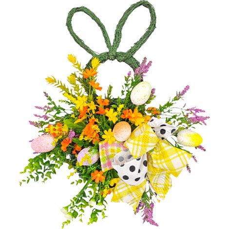 Couronne de pâques décorative exquise, lapin, œufs colorés, suspension de printemps pour porte d'entrée, décoration intérieure de la maison (1/5)