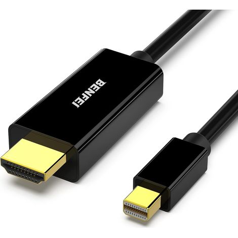Câble Mini DisplayPort vers HDMI, câble 2 Paquet Mini DP vers HDMI 1,8 mètre (compatible Thunderbolt) avec MacBook Air/Pro, Surface Pro/Dock, moniteur, projecteur (1/5)