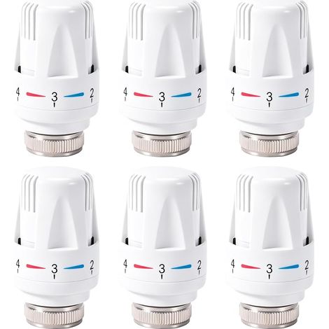 6pcs Thermostatic Radiator Head M30 x 1.5 White 0-5 (1/5)