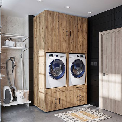 Roomart S3 Waschmaschinenschrank 134 cm, Eiche