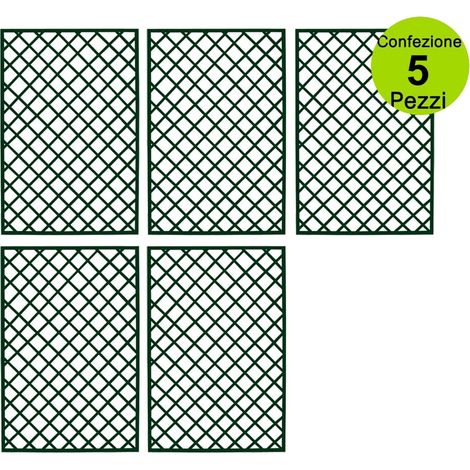 Multipack 5 pz tralicci fissi con cornice in legno duro colore verde 0,90 x h 1,80 metri