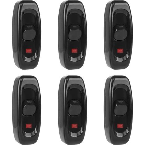 6pcs Interrupteur Lampe, Interrupteur à Bascule 250 V 10 A Ligne Cordon Interrupteur à Touche Basculante Interrupteur Intermédiaire Avec Voyant Led (Noir)