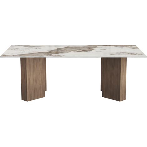 Tavolino in legno con piano in ceramica "Elma" - 120 cm - Marrone (1/4)