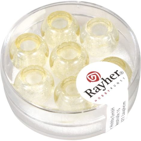 RAYHER - 3 PEZZI - PERLINE IN VETRO CONFORO GRANDE Ø12MM L.5 MM - COLORE VANIGLIA