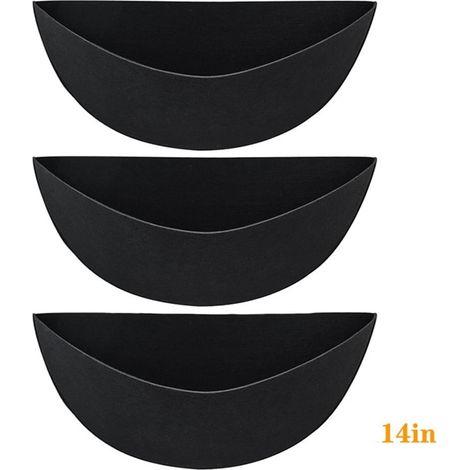 Liner Pour Panier Suspendu Demi-Rond - Feutre Noir - 30 cm 35 cm 40 cm - Intérieur Extérieur - Lot de 3 (1/5)