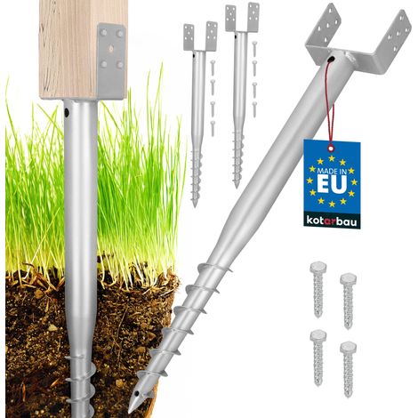 KOTARBAU® Kotarbau® U Support Poteau Bois - Pied de Poteau À Visser 160 x 720 mm Lot de 2 - Platine Poteau - Fixation Poteau Bois - Embase Pied de Poteau - Acier Galvanisé (1/5)