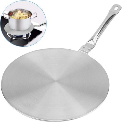 Adaptateur Induction, Disque Convertisseur de Plaque de Cuisson à Induction, Plaque d'anneau de Diffuseur Chaleur en Acier Inoxydable pour Plaque à Induction avec Poignée Preuve à la Chaleur(20 cm) (1/5)