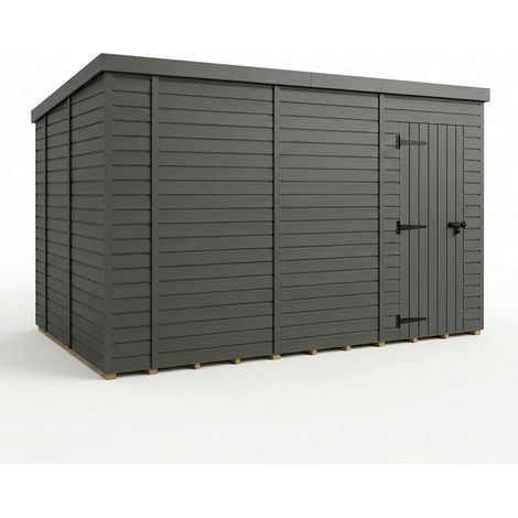 14ft x 10ft Composite Pent Garden Shed Single Door No Windows - Composite - L427 x W305 x H210 cm - Grey