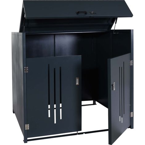 Müllcontainerverkleidung HHG-924, Müllcontainerbox Industrie-Abfallcontainer, Container bis 1100L 154x160x136cm, Stahl
