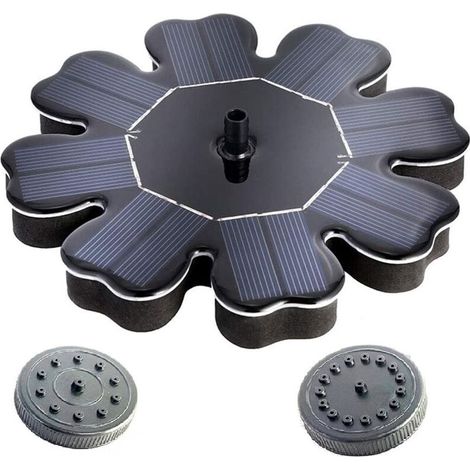 Solarwasserpumpe für Vogelbad, kleine freistehende Solarwasserpumpe, schwimmender Brunnen mit 2 Düsen, solarbetrieben, für kleinen Teich, Schwimmbad
