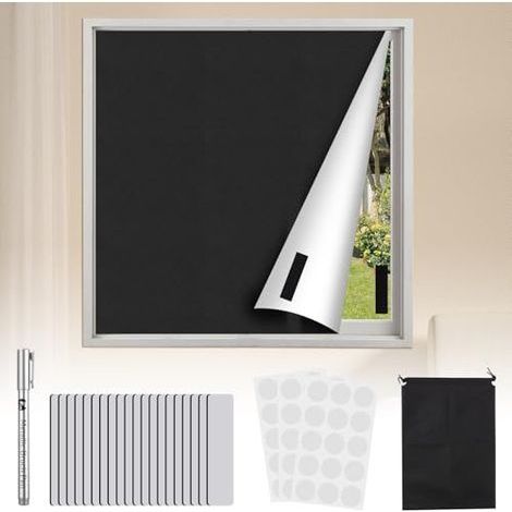 Store Occultant sans Perçage, 300 x 145cm, 100% Opaque, Store Enrouleur, Rideau de Fenêtre, Protection Solaire Intérieure, Compatible Velux, Facile à Transporter pour Le Voyage (1/5)