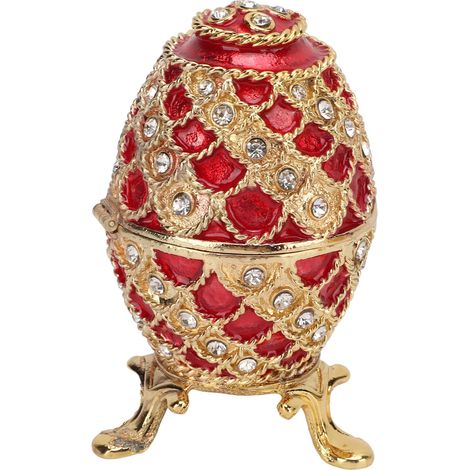 Eiförmige Schmuckschatulle aus Metall, verziert mit farbenfrohen Strasssteinen, ideal zur Aufbewahrung von Schmuck oder als Geschenk oder Dekoration für Ihr Zuhause. (1/5)