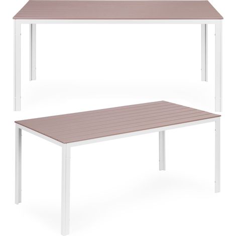 Tavolo da giardino per 6 persone, 156x78 cm, in polywood, beige