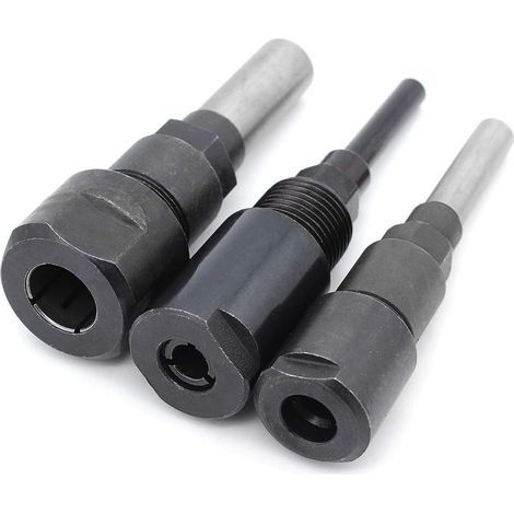 AIDUCHO 3pcs Router Collet Extension Bit De Routeur Extension De Collet Et Rognage Découpage Machine De Gravure Extender Porte-Mandrin De Travail Du Bois Fraise 1/4" / 1/2" /8mm Shank (1/5)