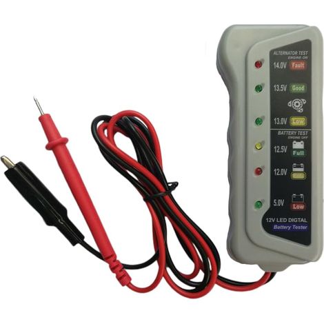 Testeur De Batterie Numérique 12V Avec Analyseur De Système De Charge Moniteur De Batterie Led Indicateur Couleur Protection Contre Inversion Et Surtension Pour Auto Et Camping-Car (1/5)