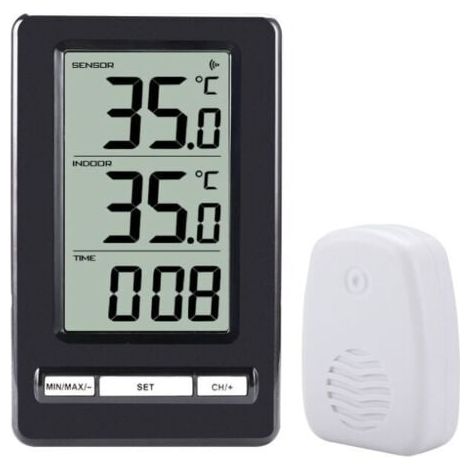 Innen- und Außenthermometer, digitales kabelloses Thermometer mit Fühlersensoren, HD-LCD-Bildschirm Temperaturdetektor, Min/Max-Speicher, ℃/℉ (1/5)