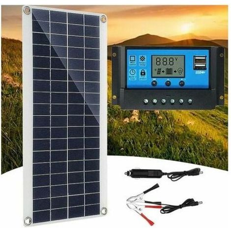 300 W 12 V Solarpanel, Solarpanel-Kit, Batterieladegerät-Kit mit 60 A Solarladeregler für Wohnmobil, Yacht, Außenbereich, Garten, Beleuchtung