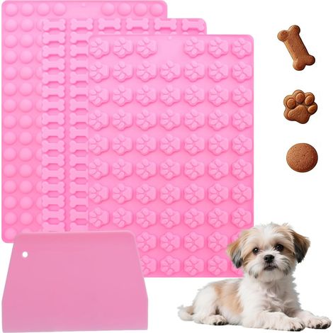 Moule Friandise Chien – Lot de 3 Moules Silicone Formes Os, Patte et Points, Moule en Silicone Antiadhésif pour Friandises Maison, Chocolats, Gélifiés, Glace (1/5)