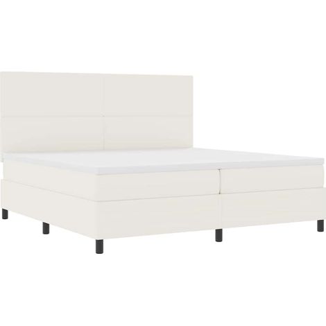 LED Boxspringbett Creme und Weiß 200 x 200 cm Cordstoff vidaXL