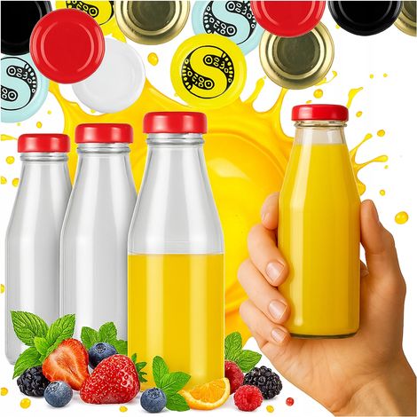 50x Bottiglie di succo SUCCO 200 ml BOTTIGLIE DI VETRO per succo con tappo a vite 0,2l (1/5)
