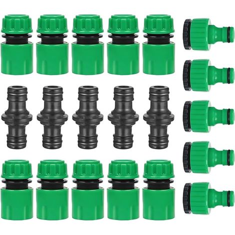 1/2" Garden Hose Quick Coupler Set 20 Pcs 1/2 Inch Hose Coupling 10 Pcs Hose Fittings 5 Pcs Double Hose Fittings and 5 Pcs Tap Fittings for Taps with Thread (1/5)