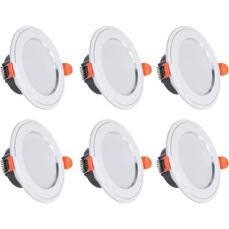 BUNTHAUS Lot de 6 spots LED encastrés 7W – 630 lumens blanc froid 6000K – IP40 pour installation simple – Angle de faisceau 160° AC185-265V