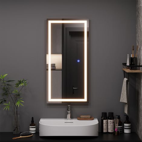 Specchio bagno Miral, Vetro, 80 x 40 cm con illuminazione frontale, Vicco