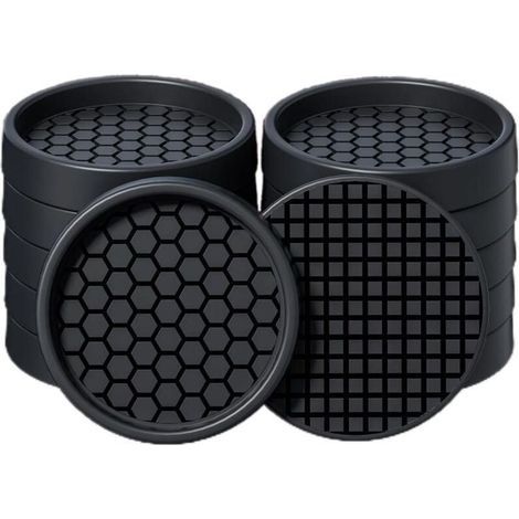Confezione da 12 sottobicchieri rotondi da 5 cm per mobili in legno duro, protezioni antiscivolo per tazze, letti, divani, fermamobili per evitare scivolamenti (nero) (1/4)