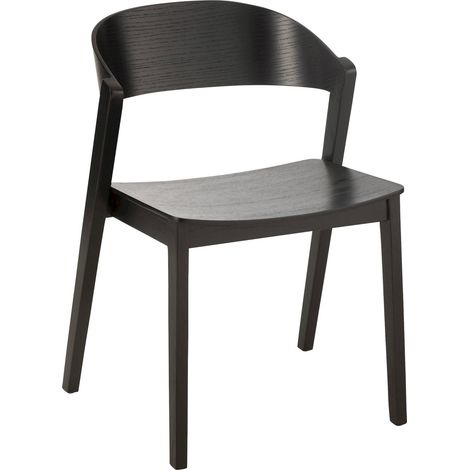 Chaise design en chêne et contreplaqué noir pour salle à manger - Noir chêne profond (1/5)