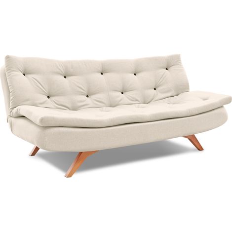 EVERGREENWEB - Divano 2 posti BEIGE trasformabile in comodo divano Letto ad una piazza e mezzo con Materasso Futon Moderno Divano Letto Pieghevole per Soggiorno, Studio, Salotto, Camera Zoè (1/4)