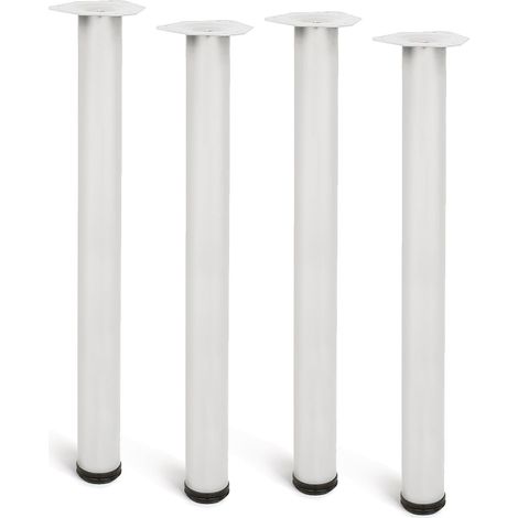 Pata cilíndrica de mesa, modelo 4406, de acero en color blanco, ø60 x 710 mm, 4 uds