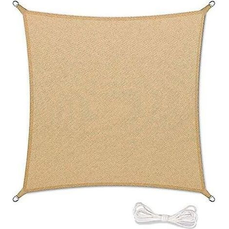 Voile d'ombrage extérieure - Protection UV 90% imperméable, couleur sable (2x2m) (1/5)