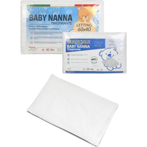 Cuscino Culla Neonato Made in Italy e OEKO-TEX® Antiacaro Con Federa 100% Cotone Bianco - Culla40x30cm (1/5)