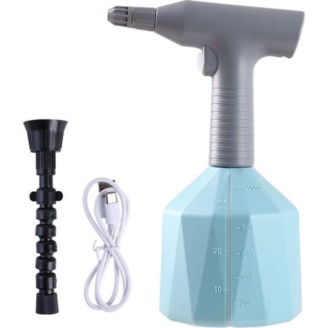 Pulvérisateur électrique avec buse de brumisation, pulvérisateur d'eau portable pour pelouse et jardin (bleu 1 L) (1/4)