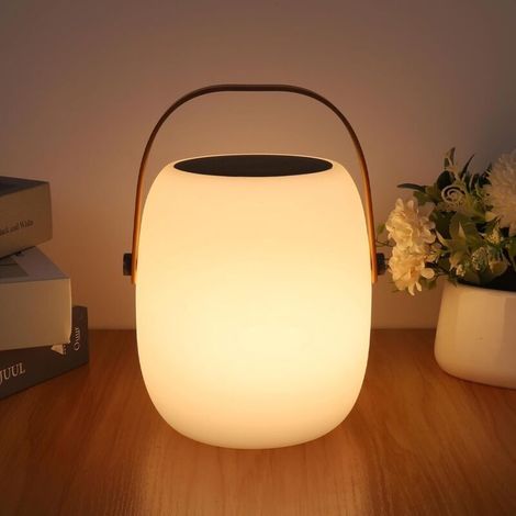 Tischleuchte Sans Fil wiederaufladbar, tragbar LED RVB, für Außen- und Innenbereich mit Mode Scintillement de Bougie, Étanche IP54, mit Télécommande (Lumière solaire) [Classe énergétique E]-Crezuo