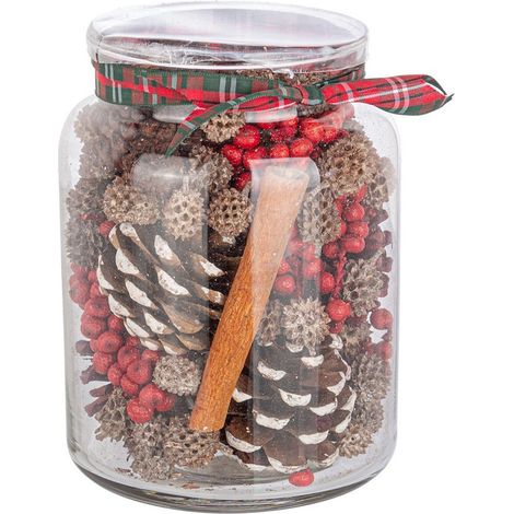 Vaso in vetro "Charlize" con pigne e materiale vegetale Ø 12 cm