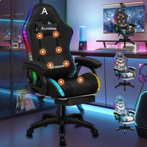 Gamer Stuhl Ergonomisch mit Massagefunktion Schwarz (1/5)