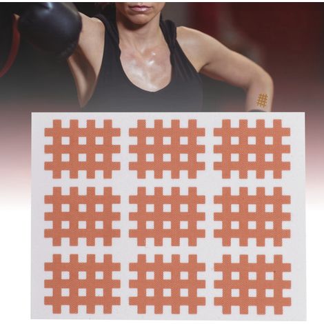 Lot de 10 bandes élastiques spirales croisées de kinésiologie pour la thérapie physique, 74 x 98 mm, couleur chair. (1/5)