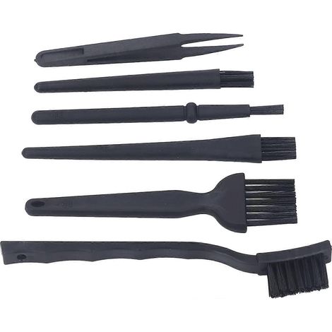 Kit 6 brosses antistatiques Cocoarm + pince à épiler manche plastique poils durs, nettoyage claviers, grilles aération voiture et maison (1/5)