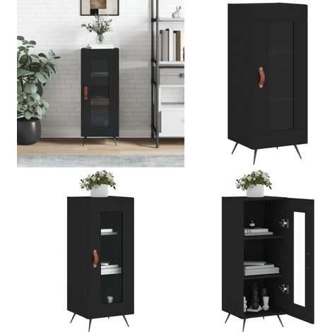 Buffet Noir 34,5x34x90 cm Bois d'ingénierie - Buffet - Meuble De Rangement - Armoire - Commode - Design Classique - Home & Living (1/5)