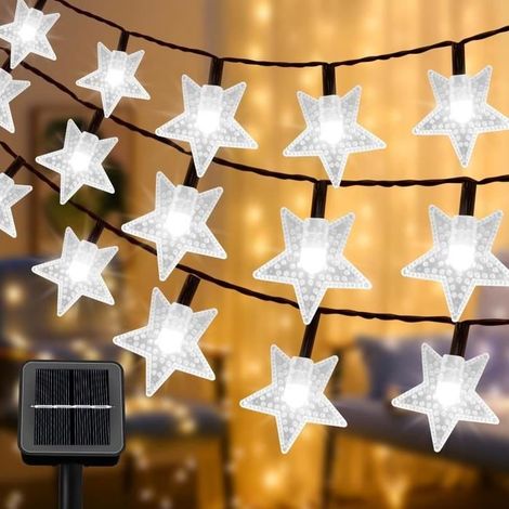Guirlande Lumineuse - Étoiles - Solaire - 14M - 120 LED - 8 Modes d'Éclairage - Blanc Froid (1/4)