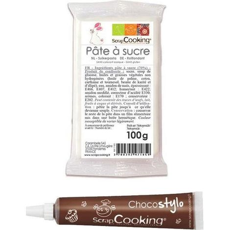 Stylo chocolat + Pâte à sucre blanche 100 g