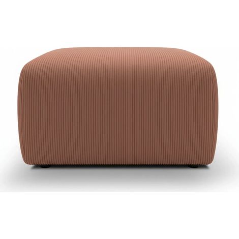 ELIO - Pouf en petit velours côtelé Terracotta 74x74x41 (1/5)