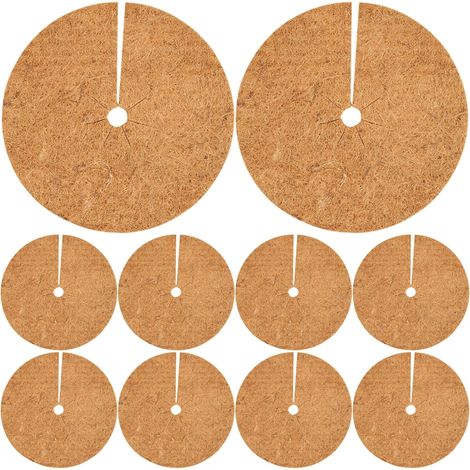 Discos de protección racinaire en fibra de coco (30 cm) - Tapis de sol marron - Lot de 10 - Rétention d'eau et supresión de la pousse (1/5)
